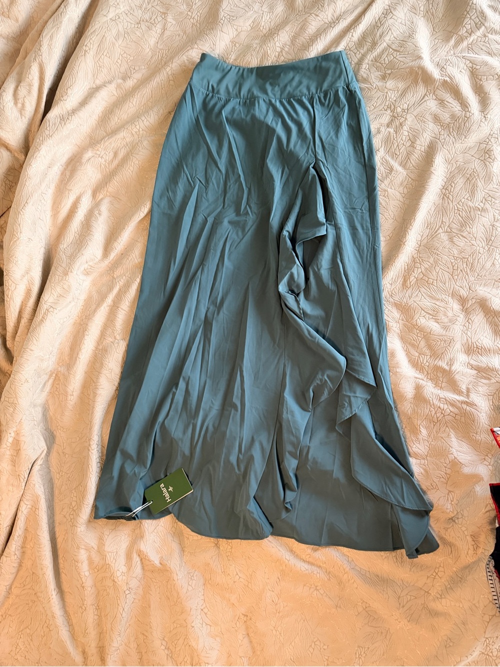 HALARA Teal Maxi Ruffle Skirt